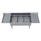 BK Resources Stainless Steel 3 Compartment Sink w/ 10" Riser & Drainboards – 24"L x 18"W x 14"D Bowls - Donut-Equipment.com