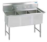 BK Resources Stainless Steel 3 Compartment Sink w/ 10" Riser – 24"L x 24"W x 14"D Bowls - Donut-Equipment.com