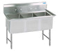 BK Resources Stainless Steel 3 Compartment Sink w/ 10" Riser – 24"L x 24"W x 14"D Bowls - Donut-Equipment.com