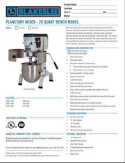 20 Quart Blakeslee Food MIxer Bench Model B-20-CA - Donut-Equipment.com