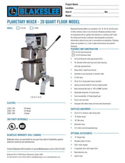 20 Quart Floor Model Blakeslee Food Mixer Model F-20-CA - Donut-Equipment.com