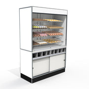 Jahabow Bakery White Wall Display Case 58.5"L x 24"D x 83.5"H – Aluminum, Tempered Glass, w/ 4 Shelves, Non-Refrigerated - Donut-Equipment.com