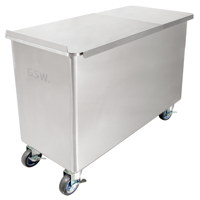 GSW USA DN-FB100 Flour Bin 100 Qt / 25 Gal 13-1/4"W x 28-1/4"L x 23"H Steel with Sliding Cover ETL Certified - Donut-Equipment.com