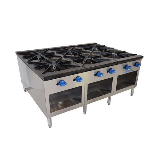 Comstock-Castle 2CSP54 54" Gas Stock Pot Range, Cabinet Base, Cast Iron Grates, Stainless Steel Construction, 660,000 BTU - Donut-Equipment.com