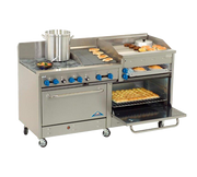 Comstock-Castle 2F330-1.5RB-30B 72" Gas Restaurant Range, 4 Open Burners, 27" Radiant Broiler, 30" Charbroiler, 2 Standard Ovens, Stainless Steel Front, 246,000 BTU - Donut-Equipment.com