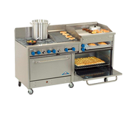 Comstock-Castle 2F330-24B 72" Gas Restaurant Range, 8 Open Burners, 24" Charbroiler, 2 Standard Ovens, Stainless Steel Front, 222,000 BTU - Donut-Equipment.com