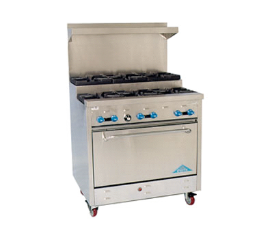 Comstock-Castle 2FSU330 72" Gas Step-Up Restaurant Range, 12 Step-Up Open Burners, 2 Standard Ovens, Stainless Steel Front, 358,000 BTU - Donut-Equipment.com