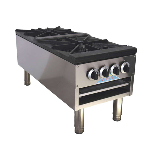 Comstock-Castle CCSP2-160K 18" Gas Stock Pot Range, 2 Double Burners, Cabinet Base, 160,000 BTU, Stainless Steel Front - Donut-Equipment.com