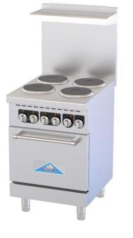 Comstock-Castle CS-ER24-208 24" Electric Restaurant Range, Thermostat Controls, Adjustable Feet, Stainless Steel Construction, 208V, 2.6 kW - Donut-Equipment.com