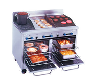 Comstock-Castle F3218-18-1.5RB 48" Gas Restaurant Range, 2 Open Burners, 18" Griddle, 18" Radiant Broiler, 2 Standard Ovens, Stainless Steel Front, 178,000 BTU - Donut-Equipment.com