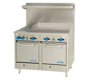 Comstock-Castle F3218-36 48" Gas Restaurant Range, 2 Open Burners, 36" Griddle, 2 Standard Ovens, Stainless Steel Front, 174,000 BTU - Donut-Equipment.com
