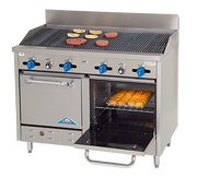 Comstock-Castle F3218-4RB 48" Gas Restaurant Range, 4 Open Burners, 48" Radiant Broiler, 2 Standard Ovens, Stainless Steel Front, 150,000 BTU - Donut-Equipment.com