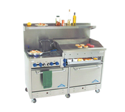 Comstock-Castle F3226-36B 60" Gas Restaurant Range, 4 Open Burners, 36" Charbroiler, 2 Standard Ovens, Stainless Steel Front, 216,000 BTU - Donut-Equipment.com