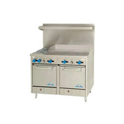 Comstock-Castle F3226-48 60" Gas Restaurant Range, 2 Open Burners, 48" Griddle, 2 Standard Ovens, Stainless Steel Front, 210,000 BTU - Donut-Equipment.com