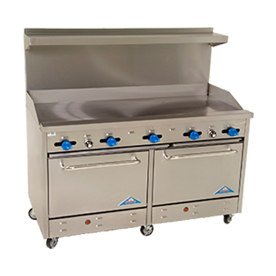 Comstock-Castle F3226-60 60" Gas Restaurant Range, 60" Griddle, 2 Standard Ovens, Stainless Steel Front, 160,000 BTU - Donut-Equipment.com