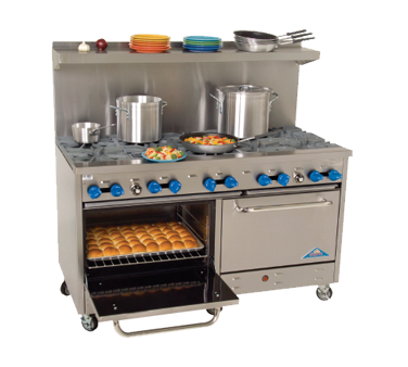 Comstock-Castle F3226 60" Gas Restaurant Range, 10 Open Burners, 2 Standard Ovens, Stainless Steel Front, 330,000 BTU - Donut-Equipment.com