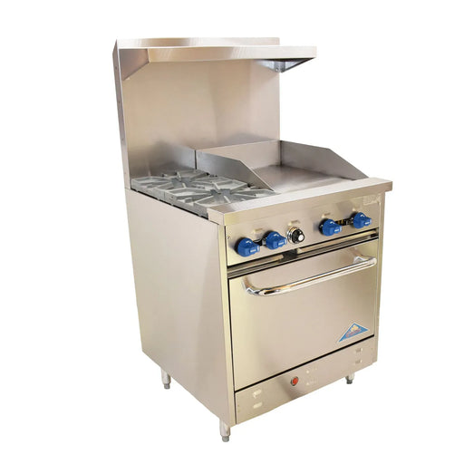 Comstock-Castle F326-18 30" Gas Restaurant Range, 2 Open Burners, 18" Griddle, Single Standard Oven, Stainless Steel Front, 114,000 BTU - Donut-Equipment.com