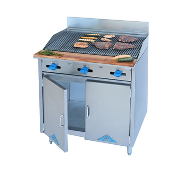 Comstock-Castle F33-3RB 36" Gas Restaurant Range, 36" Radiant Broiler, Cabinet Base, Stainless Steel Front, 93,000 BTU - Donut-Equipment.com