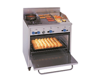 Comstock-Castle F330-12-1RB 36" Gas Restaurant Range, 2 Open Burners, 12" Griddle, 12" Radiant Broiler, Single Standard Oven, Stainless Steel Front, 123,000 BTU - Donut-Equipment.com