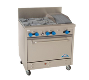 Comstock-Castle F330-1RB 36" Gas Restaurant Range, 4 Open Burners, 12" Radiant Broiler, Single Standard Oven, Stainless Steel Front, 151,000 BTU - Donut-Equipment.com