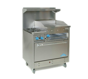 Comstock-Castle F330-24B 36" Gas Restaurant Range, 2 Open Burners, 24" Charbroiler, Single Standard Oven, Stainless Steel Front, 108,000 BTU - Donut-Equipment.com