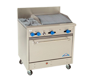Comstock-Castle F330-2RB 36" Gas Restaurant Range, 2 Open Burners, 24" Radiant Broiler, Single Standard Oven, Stainless Steel Front, 144,000 BTU - Donut-Equipment.com