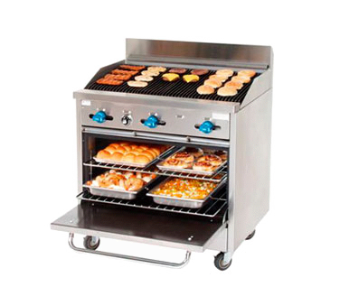 Comstock-Castle F330-3RB 36" Gas Restaurant Range, 36" Radiant Broiler, Single Standard Oven, Stainless Steel Front, 105,000 BTU - Donut-Equipment.com