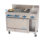 Comstock-Castle F3430-12-2RB 48" Gas Restaurant Range, 2 Open Burners, 12" Griddle, 24" Charbroiler, Single Standard Oven, Stainless Steel Front, 148,000 BTU - Donut-Equipment.com