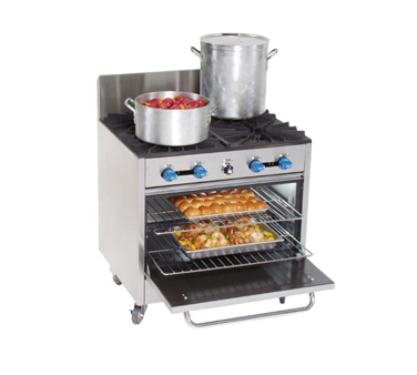 Comstock-Castle FK430-1.5RB 36" Gas Restaurant Range, 2 Open Burners, 18" Charbroiler, Single Standard Oven, Stainless Steel Front, 80,000 BTU - Donut-Equipment.com