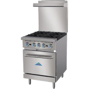 Comstock-Castle R4 24" Gas Restaurant Range, 4 Open Burners, Double Standard Oven, Stainless Steel Front, 150,000 BTU - Donut-Equipment.com