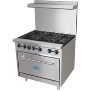 Comstock-Castle R6 36" Gas Restaurant Range, 6 Open Burners, Double Standard Oven, Stainless Steel Front, 210,000 BTU - Donut-Equipment.com