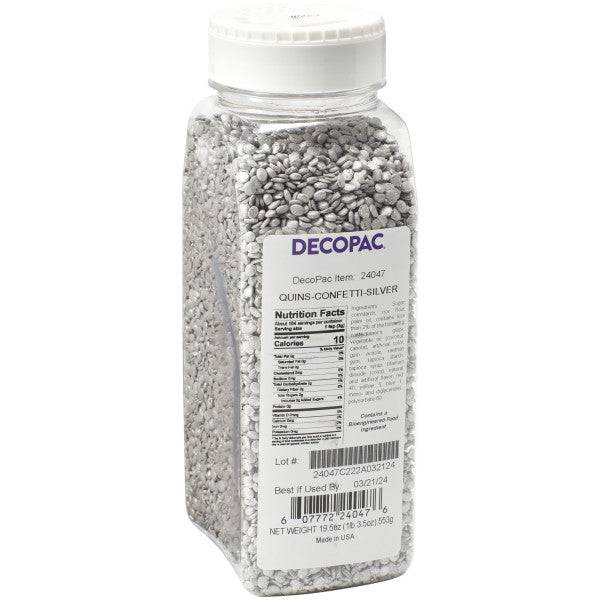 Silver Confetti Quins Sprinkles 19.5 oz