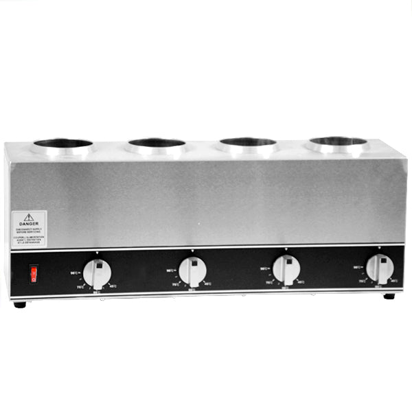 Omcan 4 x 32 oz Quadruple Bottle Sauce Warmer – Commercial Countertop Four-Bottle Condiment Heating Station for Sauces and Dressings