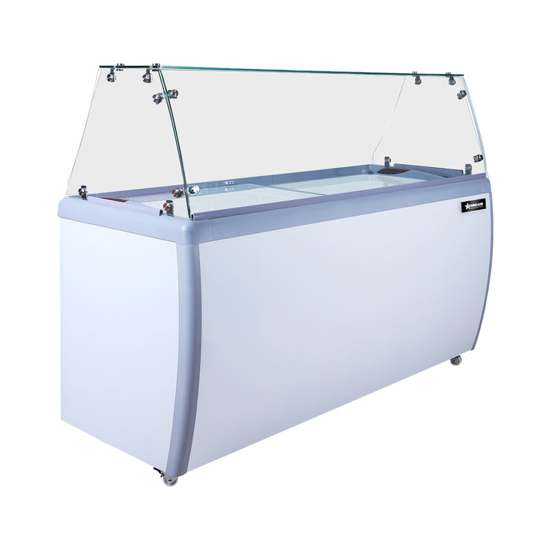 Omcan 39″ Ice Cream Dipping Freezer – 6+4 Tubs Capacity, Flat Sneeze Guard Ice Cream Merchandiser Freezer, 110V/60Hz/1Ph