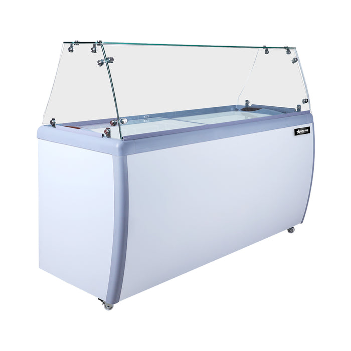 Omcan 39″ Ice Cream Dipping Freezer – 6+4 Tubs Capacity, Flat Sneeze Guard Ice Cream Merchandiser Freezer, 110V/60Hz/1Ph