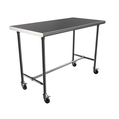 BK Resources 72" x 30" 16 Gauge Stainless Steel Pub Table with H-Brace & Foot Rest – Heavy-Duty • Mobile on Casters - Donut-Equipment.com