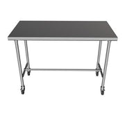 BK Resources 72" x 30" 16 Gauge Stainless Steel Pub Table with H-Brace & Foot Rest – Heavy-Duty • Mobile on Casters - Donut-Equipment.com