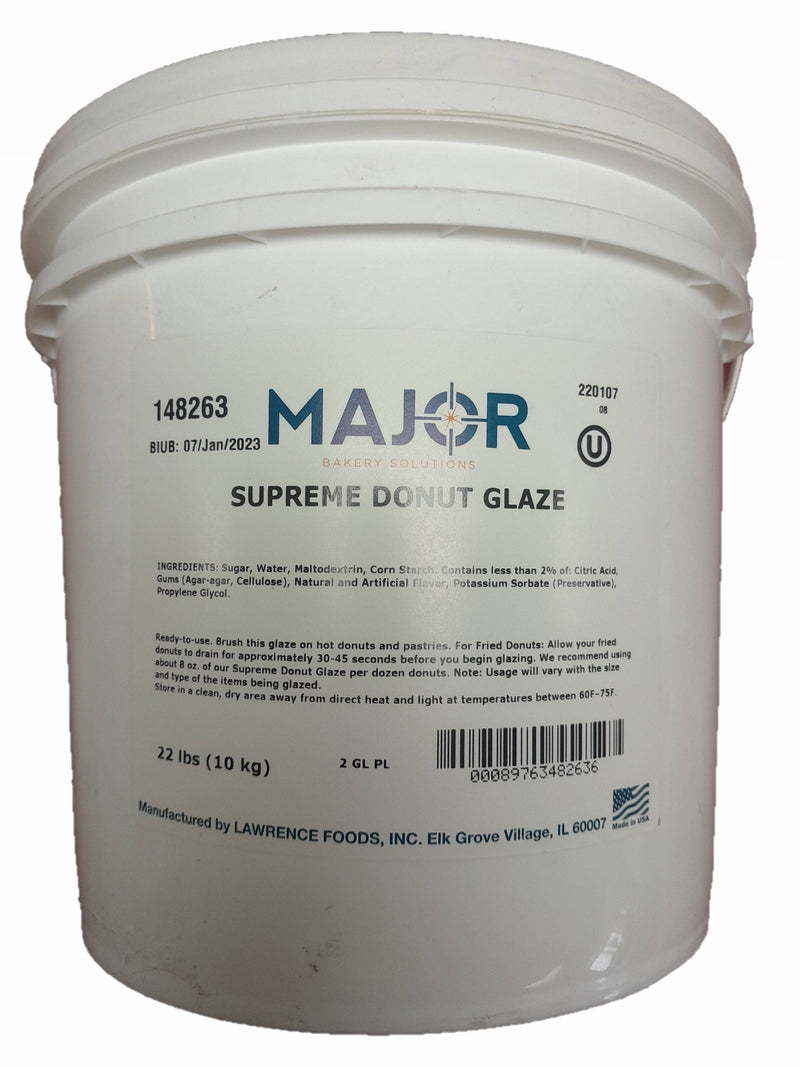 Lawrence Foods easy-to-use Supreme Donut Glaze 22# pail - Donut-Equipment.com