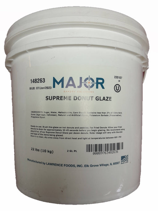 Lawrence Foods easy-to-use Supreme Donut Glaze 22# pail - Donut-Equipment.com