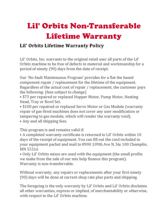 Lil Orbits Electric Model SS-2400 with HP2404 Hopper Mini 2400 Per Hour