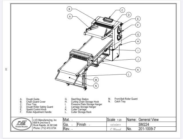 LVO SM224-6 Donut Production Table Sheeter Left To Right Production