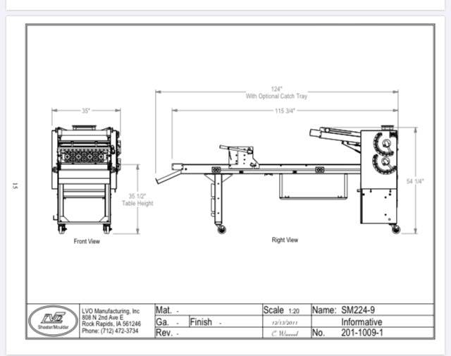 LVO SM224-9 Donut Production Table Sheeter Right to Left Production - Donut-Equipment.com