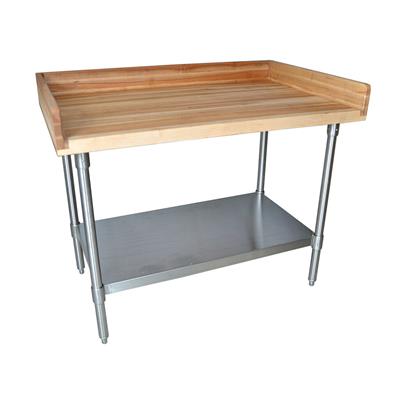BK Resources Hard Maple Baker’s Top Work Table w/ Stainless Steel Undershelf, Oil Finish – 48" L x 30" W - Donut-Equipment.com