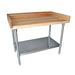 BK Resources Hard Maple Baker’s Top Work Table w/ Stainless Steel Undershelf, Oil Finish – 48" L x 30" W - Donut-Equipment.com