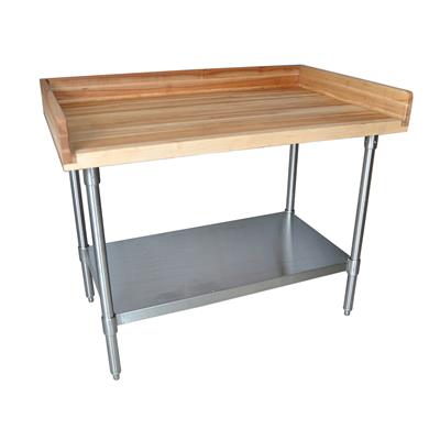 BK Resources Hard Maple Baker’s Top Work Table w/ Stainless Steel Undershelf, Oil Finish – 72" W x 30" D - Donut-Equipment.com