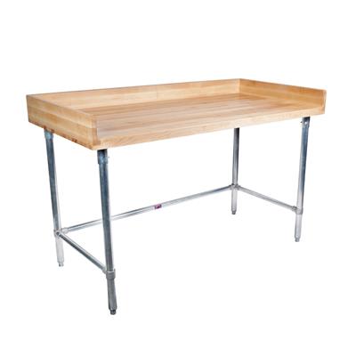 BK Resources Hard Maple Baker’s Top Work Table w/ Stainless Steel Open Base, Oil Finish – 48" W x 30" D - Donut-Equipment.com