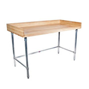 BK Resources Hard Maple Baker’s Top Work Table w/ Stainless Steel Open Base, Oil Finish – 60" L x 30" W - Donut-Equipment.com