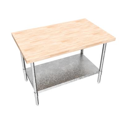 BK Resources Hard Maple Flat Top Work Table w/ Galvanized Undershelf, Oil Finish – 48" L x 30" W - Donut-Equipment.com