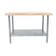 BK Resources Hard Maple Flat Top Work Table w/ Galvanized Undershelf, Oil Finish – 48" L x 30" W - Donut-Equipment.com