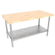 BK Resources Hard Maple Flat Top Work Table w/ Galvanized Undershelf, Oil Finish – 60" L x 30" W - Donut-Equipment.com